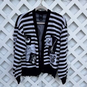 Her Universe Nightmare Before Christmas Black and White Striped Cardigan